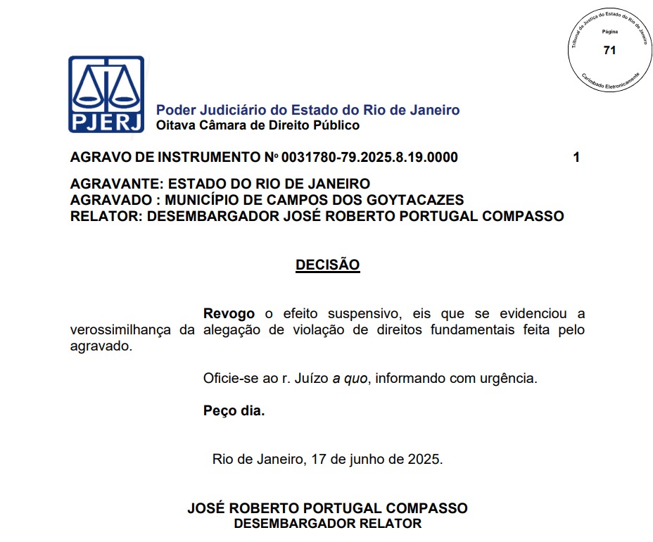 Justiça bloqueia R$ 9 milhões do estado em favor da Prefeitura de Campos 62 WhatsApp Image 2025 06 20 at 18.57.20