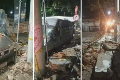 Muro desaba no Colégio de Aplicação da UFRJ, na Lagoa