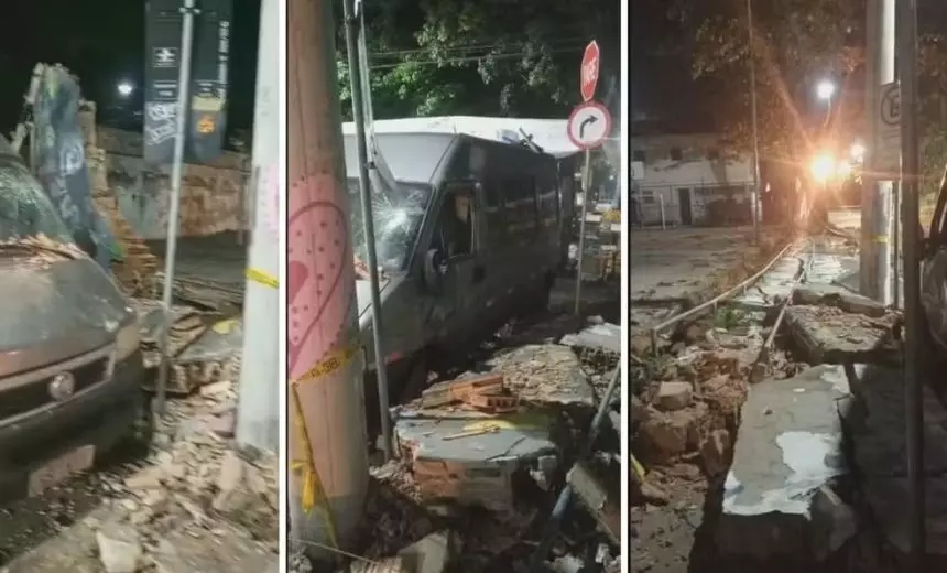 Muro desaba no Colégio de Aplicação da UFRJ, na Lagoa