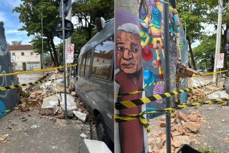 O muro desabado do Colégio de Aplicação da Universidade Federal do Rio de Janeiro (UFRJ), na Lagoa: Mais mais uma prova da ausência de manutenção e conservação dos prédios, principalmente os públicos