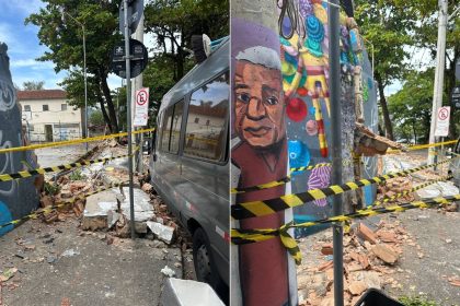 O muro desabado do Colégio de Aplicação da Universidade Federal do Rio de Janeiro (UFRJ), na Lagoa: Mais mais uma prova da ausência de manutenção e conservação dos prédios, principalmente os públicos
