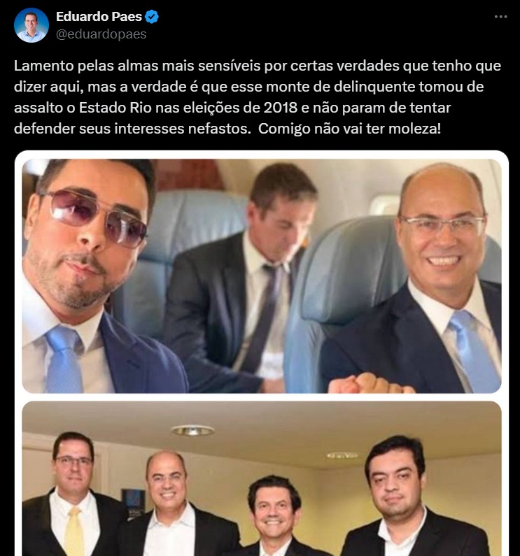 Eduardo Paes volta a mirar artilharia contra Castro, Witzel e Bretas: 'monte de delinquente' 62 WhatsApp Image 2025 06 25 at 17.06.51 1