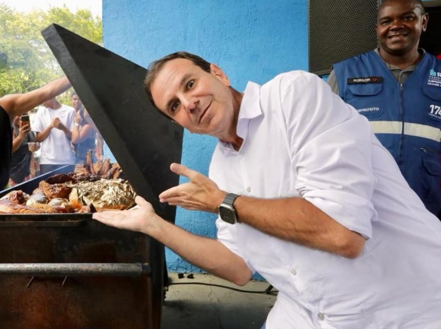 O prefeito Eduardo Paes ofereceu um churrasco para os aliados, em comemoração ao semestre de vitórias na Câmara do Rio