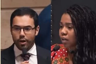 Rivais na Câmara, Thais Ferreira e Pedro Duarte, agora se enfrentam também na Justiça: vereadora está processando o colega por causa do impulsionamento de uma postagem nas redes sociais