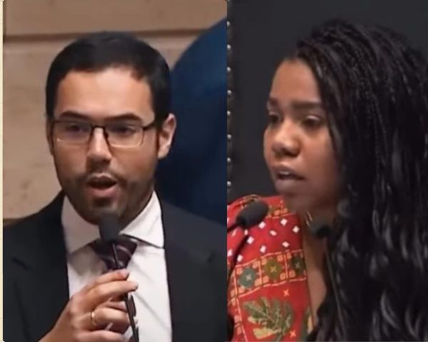 Thais Ferreira versus Pedro Duarte: quando a treta em plenário vai parar na Justiça 48 Rivais na Câmara, Thais Ferreira e Pedro Duarte, agora se enfrentam também na Justiça: vereadora está processando o colega por causa do impulsionamento de uma postagem nas redes sociais