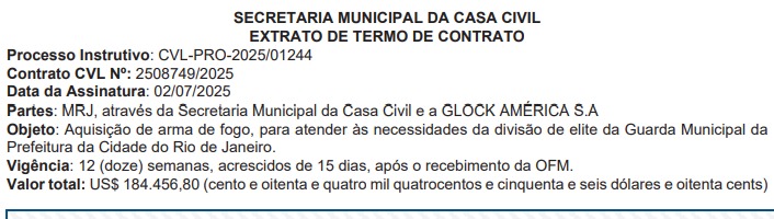 Por R$ 1 milhão, prefeitura compra pistolas Glock para Guarda Municipal armada 62 Por 184 mil dólares, prefeitura compra pistolas Glock para Guarda Municipal armada