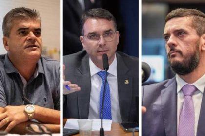 Flávio Bolsonaro (PL) entre Washington Reis (MDB) e Rodrigo Bacellar (União): o senador apontou os erros dos dois brigões e pediu ao governador Cláudio Castro (PL) que renomeasse o secretário demitido, restabelecendo sua autoridade