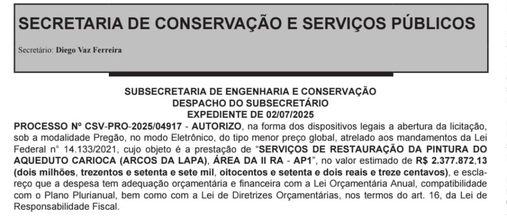 Prefeitura lança licitações de R$ 4 milhões para obras nos Arcos da Lapa e Escadaria Selaron 62 Prefeitura lança licitações de R$ 4 milhões para reformas dos Arcos da Lapa e entorno da Escadaria Selaron