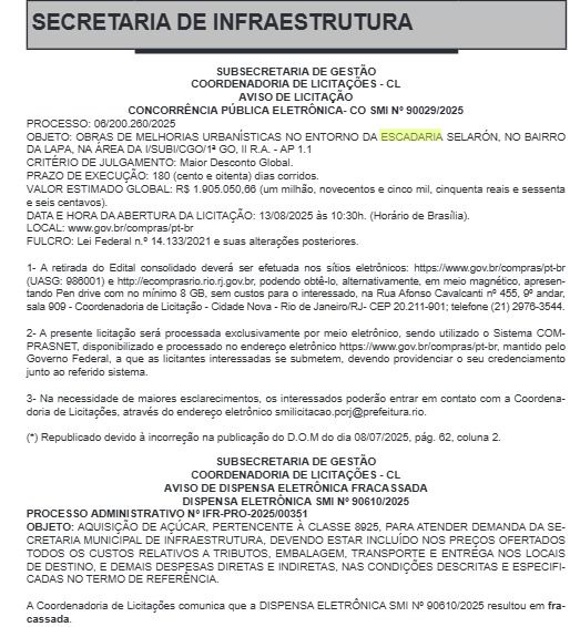 Prefeitura lança licitações de R$ 4 milhões para obras nos Arcos da Lapa e Escadaria Selaron 63 WhatsApp Image 2025 07 13 at 18.08.18