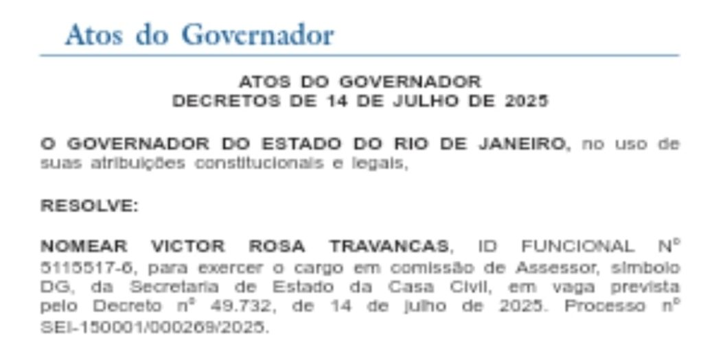 Ele está de volta! Victor Travancas é nomeado na Casa Civil do governo do estado 62 WhatsApp Image 2025 07 15 at 08.03.32
