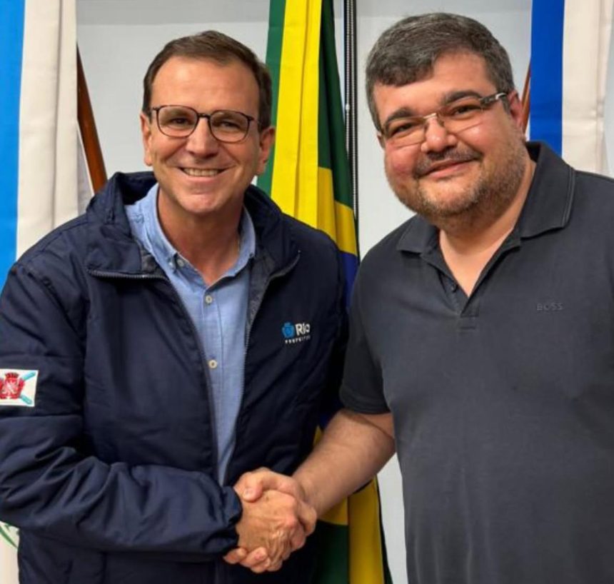 O prefeito Eduardo Paes recebe o coleguinha Dr. Rubão, de Itaguaí: roteiro de pré-candidato a governador em 2026