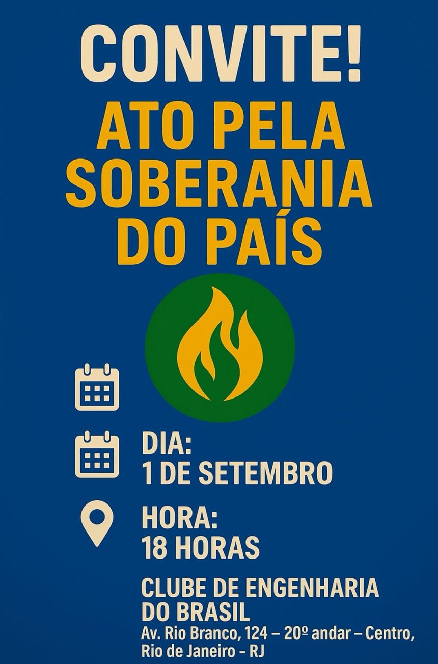 O convite para o ato organizado pelo Clube de Engenharia