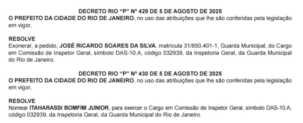 Brenno Carnevale é o novo diretor-geral da Força de Segurança Municipal; Itharassi Bomfim assume Inspetoria Geral da Guarda 63 WhatsApp Image 2025 08 06 at 06.57.35