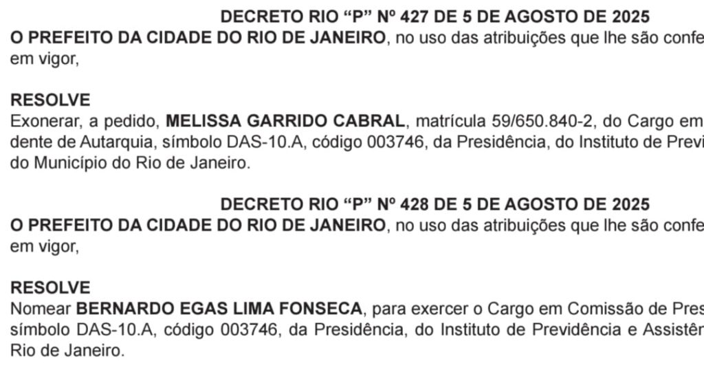 Paes recria Secretaria de Administração à espera do tucano Marcelo Queiroz; Bernardo Egas assume Instituto de Previdência 64 WhatsApp Image 2025 08 06 at 07.25.22 2