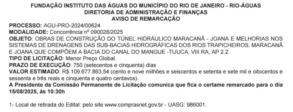 Prometido há dois anos, Túnel Hidráulico do Maracanã deve sair do papel - agora a R$ 109 milhões