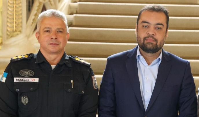 O coronel Marcelo Menezes com Cláudio Castro: o governador desaconselhou o seu secretário de Polícia Militar a se lançar candidato a deputado estadual