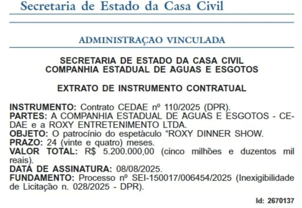 Ícone de Copacabana, Roxy Dinner Show ganha patrocínio de R$ 5,2 milhões da Cedae 62 WhatsApp Image 2025 08 15 at 09.09.03