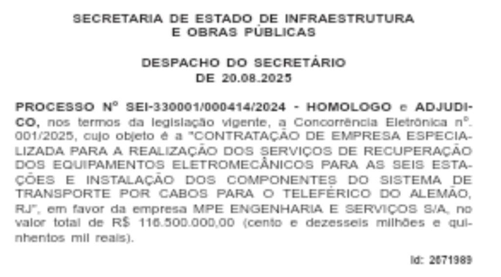Desativado desde 2016, Teleférico do Alemão enfim sai da estação: a licitação foi concluída e a reforma, de R$ 116,5 milhões, vai começar 62 WhatsApp Image 2025 08 21 at 11.17.52