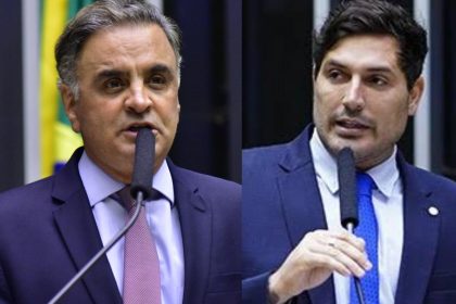 Aécio Neves (à esquerda) está prestes a retomar o comando do PSDB nacional, o que pode atrapalhar (e muito) os planos do carioca Luciano Vieira, que pretendia assumir a presidência do partido no Rio
