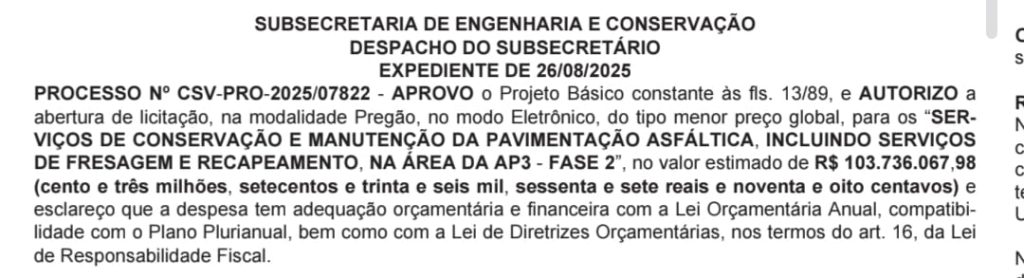 Cheiro de eleição no ar: prefeitura vai licitar R$ 722,4 milhões para asfalto e sinalização