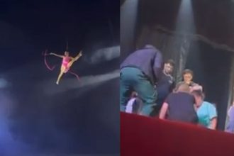 Artista de circo despenca durante acrobacia aérea em Miracema; veja o vídeo