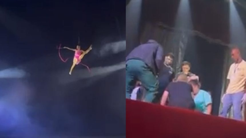 Artista de circo despenca durante acrobacia aérea em Miracema; veja o vídeo