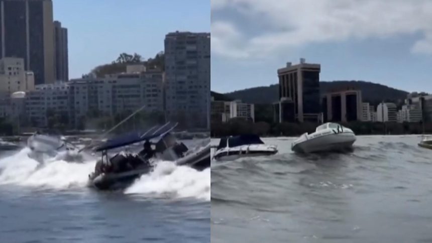 Ressaca no litoral provoca ondas fortes na Enseada de Botafogo e na Mureta da Urca; veja o vídeo