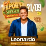 O cartaz do show do cantor Leonardo em Teresópolis: MP pediu à Justiça a suspensão do show, que vai custar R$ 800 mil aos cofres da prefeitura da cidade