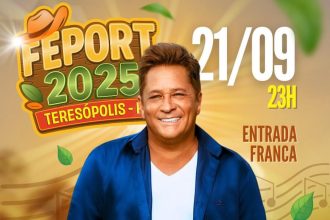 O cartaz do show do cantor Leonardo em Teresópolis: MP pediu à Justiça a suspensão do show, que vai custar R$ 800 mil aos cofres da prefeitura da cidade