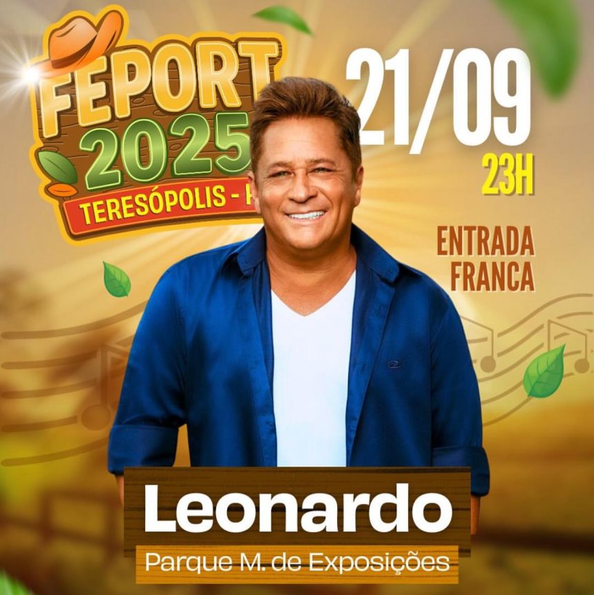 O cartaz do show do cantor Leonardo em Teresópolis: MP pediu à Justiça a suspensão do show, que vai custar R$ 800 mil aos cofres da prefeitura da cidade