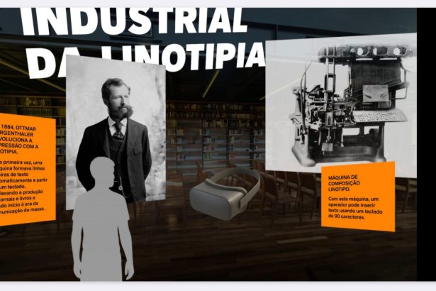 Imagem da exposição imersiva “De onde vem o livro que você lê?”, uma das atrações do III Seminário Internacional Gráfico, parte do calendário “Rio — Capital Mundial do Livro”, na Casa Firjan, em Botafogo.