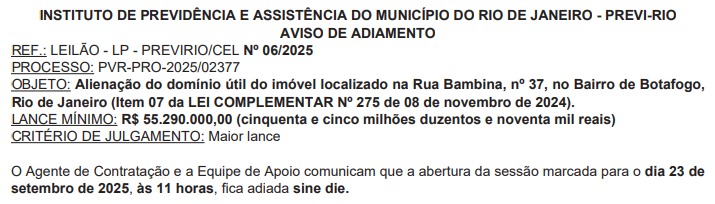 Previ-Rio adia leilão de imóvel com mais de três mil metros quadrados, no coração de Botafogo, que teria lance mínimo de R$ 55,2 milhões 62 WhatsApp Image 2025 09 19 at 08.15.40