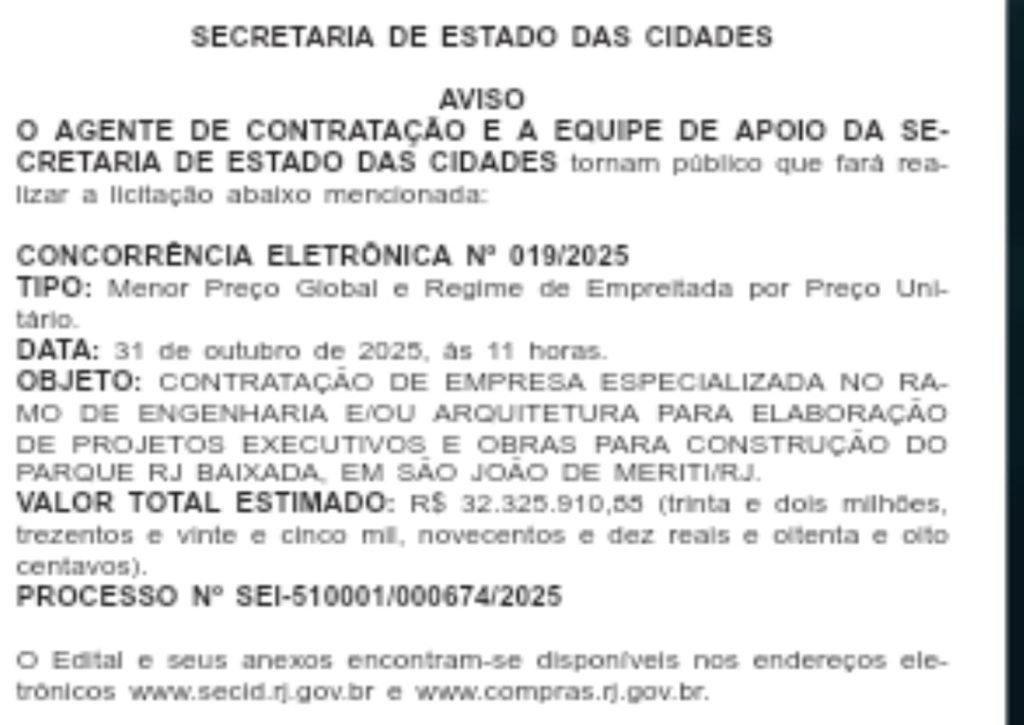 Estado abre licitação de até de R$ 32,3 milhões para o projeto do Parque RJ da Baixada, a ser construído em São João de Meriti 64 WhatsApp Image 2025 09 22 at 10.06.43