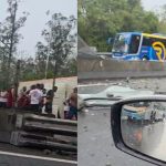 Ônibus com torcedores do Flamengo tomba e fecha pista da Via Dutra 82 Ônibus com torcedores do Flamengo tomba e fecha pista da Via Dutra