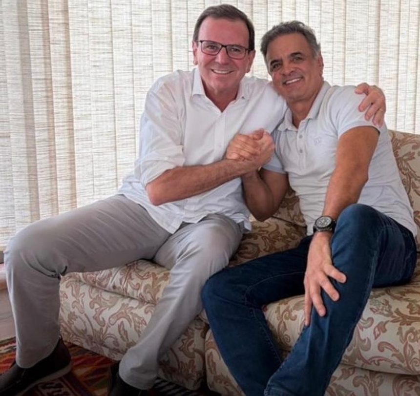 Matando as saudades do ninho: prefeito Eduardo Paes visitou o deputado por Minas Gerais, Aécio Neves