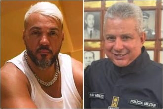 O cantor Belo e o secretário da PM, Marcelo Menezes: festa no CFAP está sendo considerada, pelos deputados, um evento de campanha do coronel, pré-candidato a uma vaga na Assembleia Legislativa
