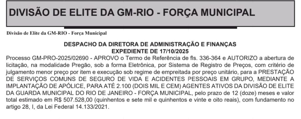 Divisão de Elite da Guarda Municipal do Rio vai ter seguro de vida garantido: R$ 507,5 mil para até 2.100 agentes 62 WhatsApp Image 2025 10 20 at 08.03.08
