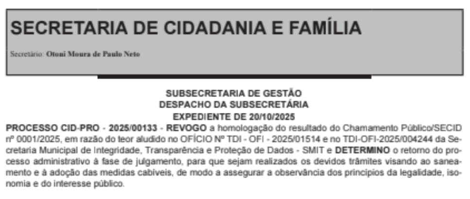 Secretaria de Cidadania e Família: a sequência de erros em uma contratação de R$ 28,8 milhões 62 WhatsApp Image 2025 10 21 at 12.03.59