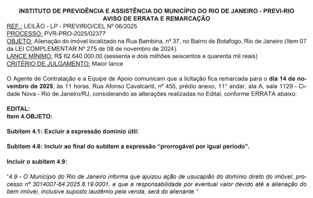 Previ-Rio aumenta em R$ 7,3 milhões o lance mínimo por imóvel com mais de três mil metros quadrados, no coração de Botafogo 63 WhatsApp Image 2025 10 21 at 15.06.59