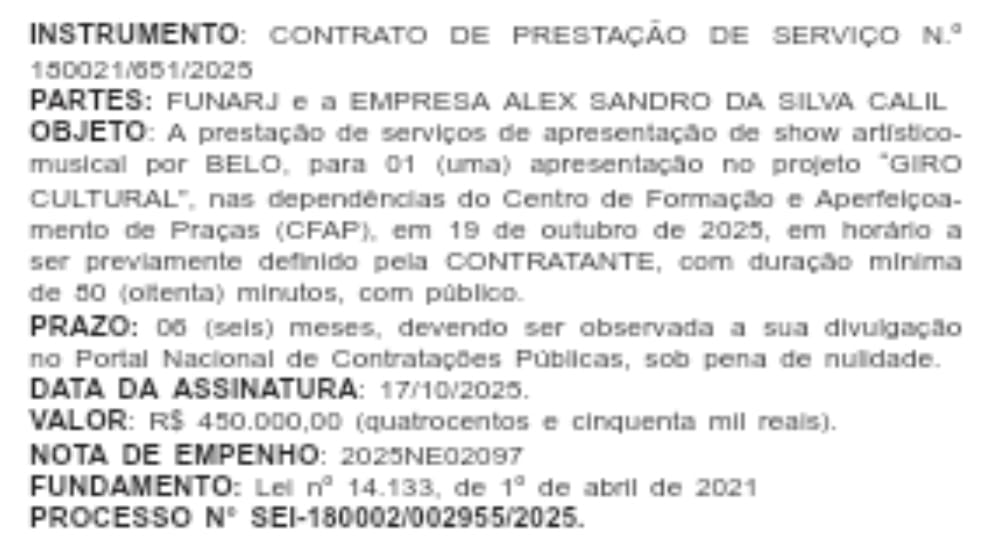 Show de Belo na festa da PM custou R$ 450 mil, pagos pela Funarj; deputados apelidaram o evento de 'Menezes Palooza' 62 WhatsApp Image 2025 10 21 at 22.07.04