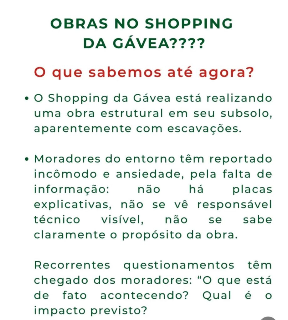 Associação de Moradores cobra informações sobre obra subterrânea que estaria sendo feita pelo Shopping da Gávea 62 WhatsApp Image 2025 10 24 at 16.43.18