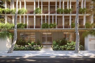 O projeto do prédio Guilhem Mozak, de oito andares, que será construído onde hoje fica o Dom Pedrito, na Rua Almirante Guilhem: moradores do Leblon se mobilizam contra o empreendimento