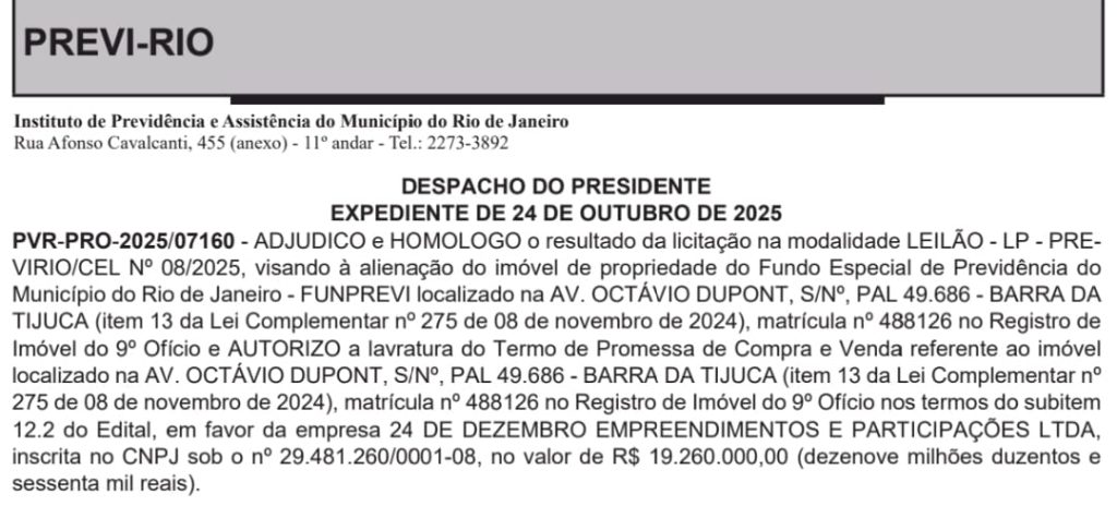 Reforçando o caixa: Previ-Rio vende terreno de mais de 4 mil m2 na Barra por R$ 19,2 milhões 62 WhatsApp Image 2025 10 27 at 08.15.22