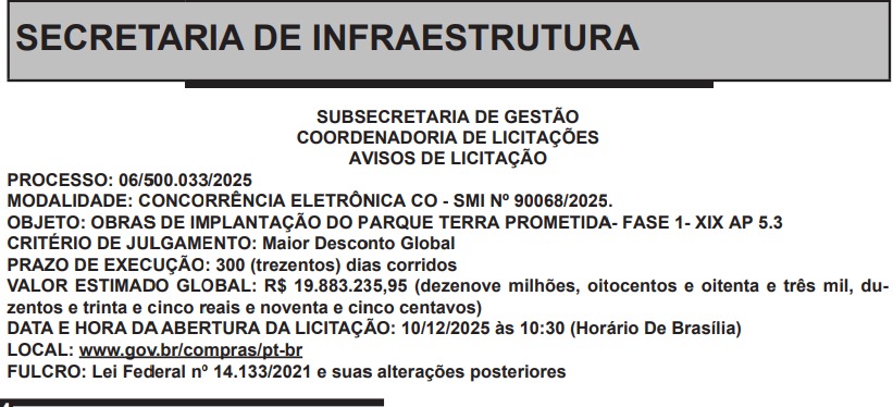 Prefeitura lança licitação para as obras de implantação do Parque Terra Prometida; o custo estimado é de R$ 19,8 milhões 62 WhatsApp Image 2025 10 30 at 07.46.08