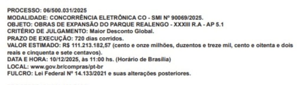 Prefeitura abre licitação para obras que vão dobrar o tamanho do Parque Realengo Susana Naspolini; custo é estimado em R$ 111,2 milhões 62 WhatsApp Image 2025 10 30 at 07.52.57