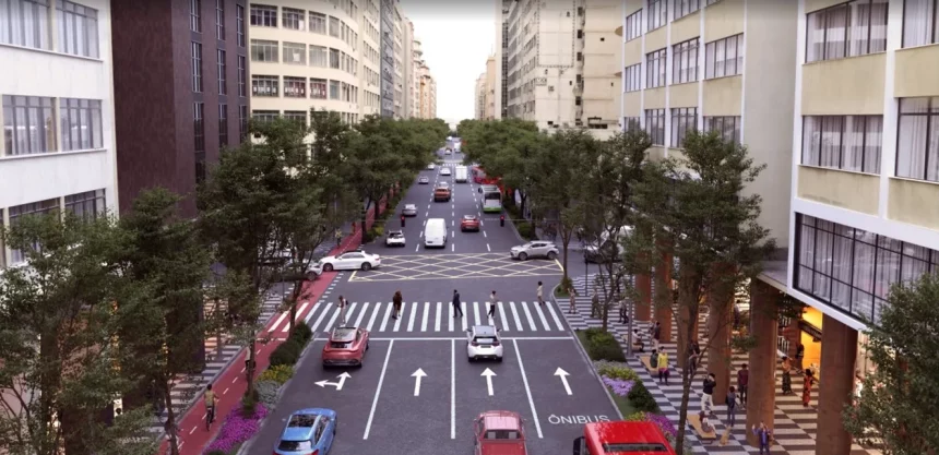 Ilustração mostra como vai ficar a Avenida Amaral Peixoto após a conclusão da revitalização — Foto: Divulgação/Prefeitura de Niterói