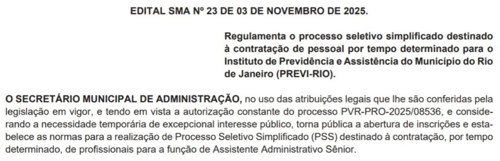 Prefeitura abre seleção para 60 vagas no PreviRio com salário de R$ 3,4 mil e benefícios 63 3d1a13fa cf38 4d80 8934 9443c3ffa416
