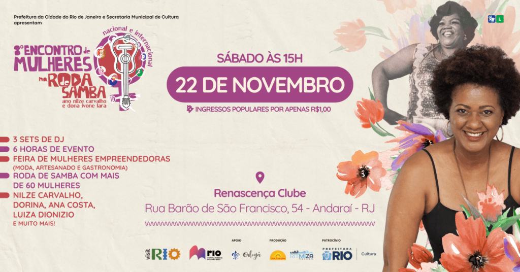 Programação do 8º Encontro Nacional e Internacional de Mulheres na Roda de Samba