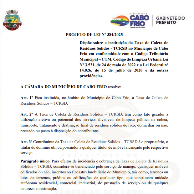 Moradores de Cabo Frio terão que pagar taxa anual de coleta de lixo 62 Captura de tela 2025 11 19 164320