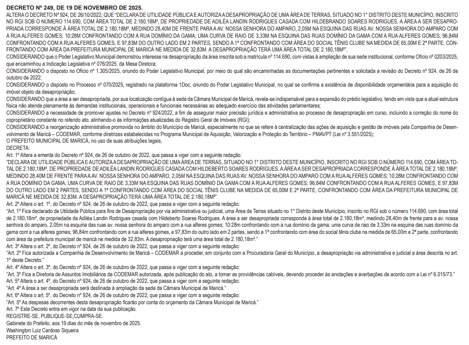 Quaquá autoriza desapropriação de terreno para ampliação da Câmara de Maricá 62 Captura de tela 2025 11 19 182625